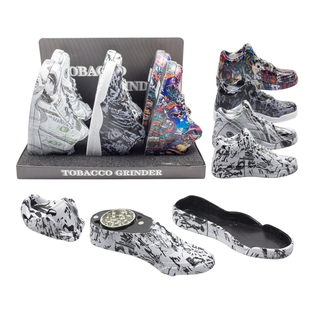 TOBACCO GRINDER SNEAKER SHOE DESIGN 3 PARTS #GR355 BOX OF 6