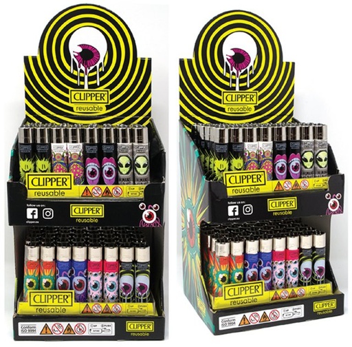 [INTREF00331] CLIPPER LIGHTER 2 TIER PSYCHODELIC 96CT DISPLAY