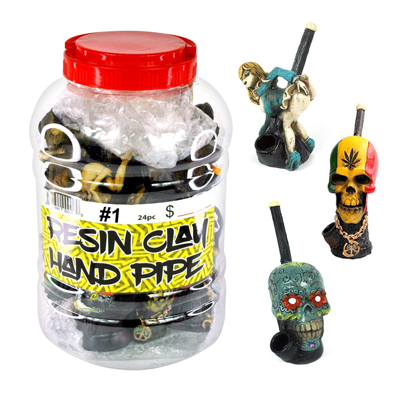 RESIN CLAY HAND PIPE #TO-PI-CLJ1 MIX DESIGN #1 24CT JAR