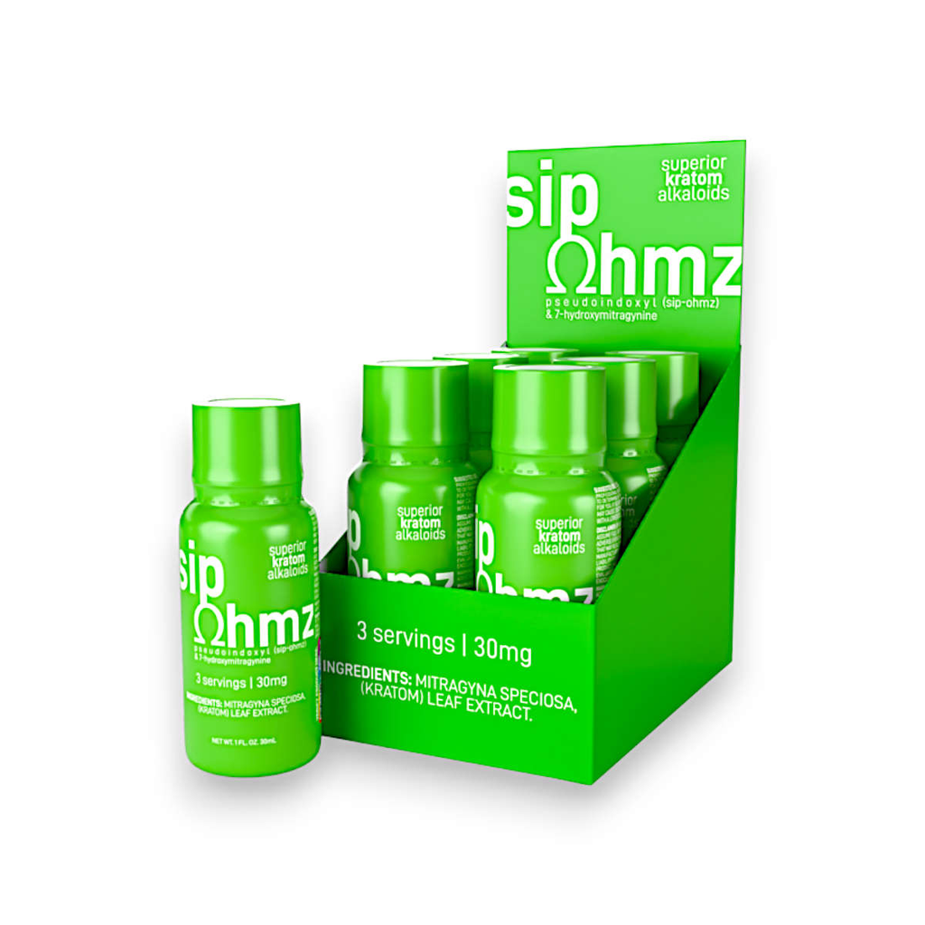 SIP OHMZ 30MG PSEUDO + 7-HYDROXY KRATOM SHOTS BOX OF 6