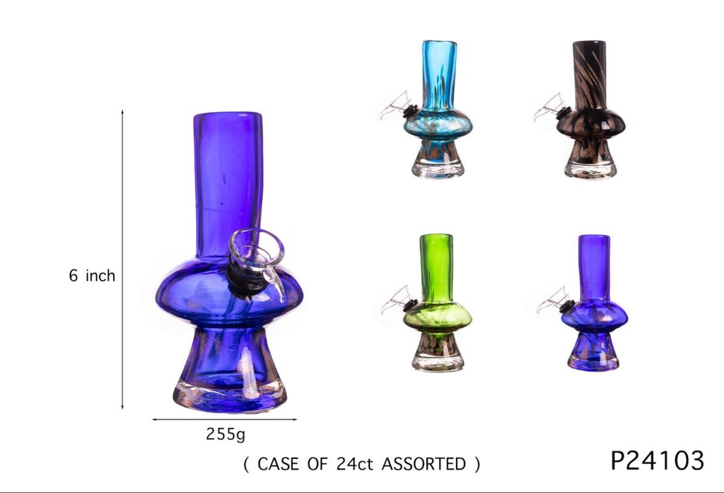 SOFT GLASS WATER PIPE 6" #GP24103 ASSORTED COLORS