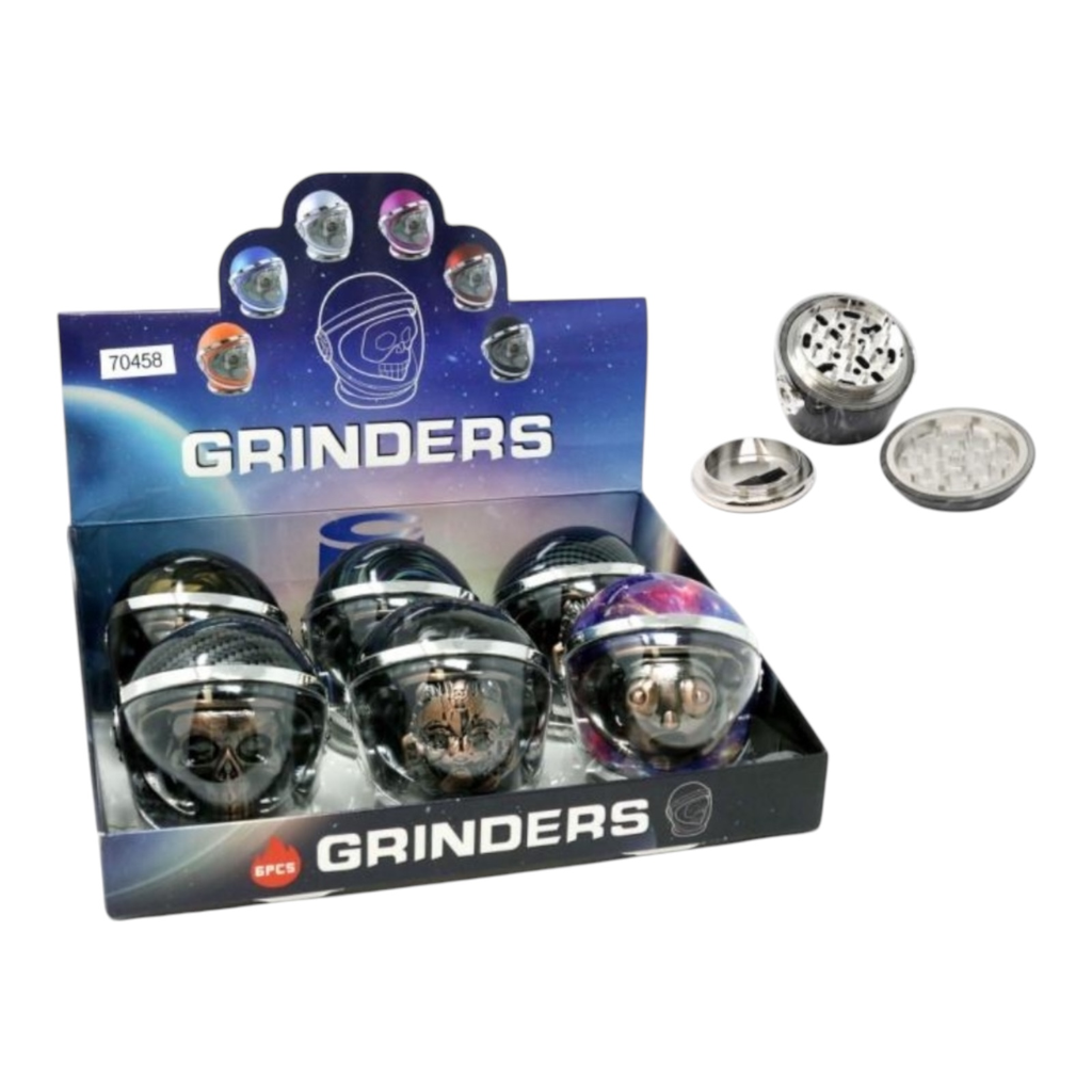 SPICE HERB GRINDER WITH 3D SKULL DESIGN ON TOP 4 PARTS #SW-2228 BOX OF 6