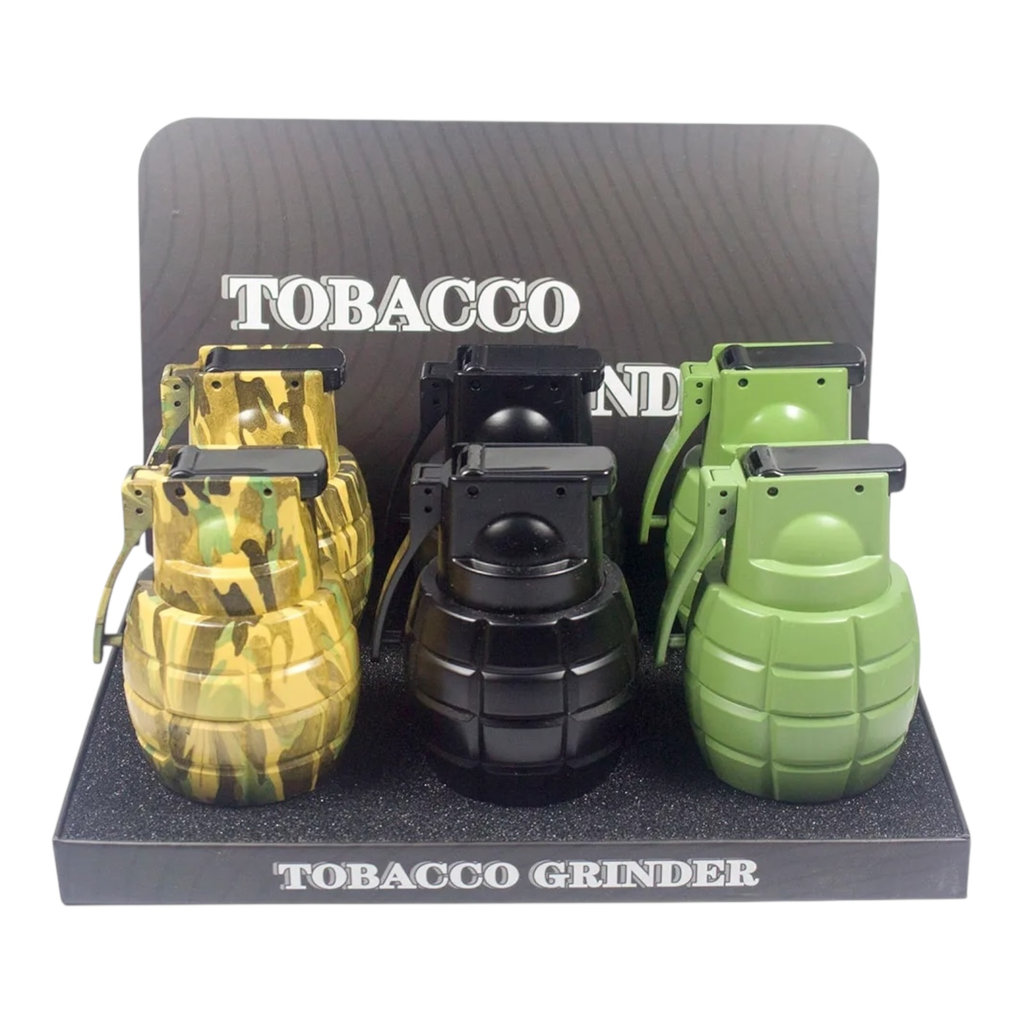 TOBACCO GRINDER GRENADE DESIGN 4 PARTS #GR346 BOX OF 6