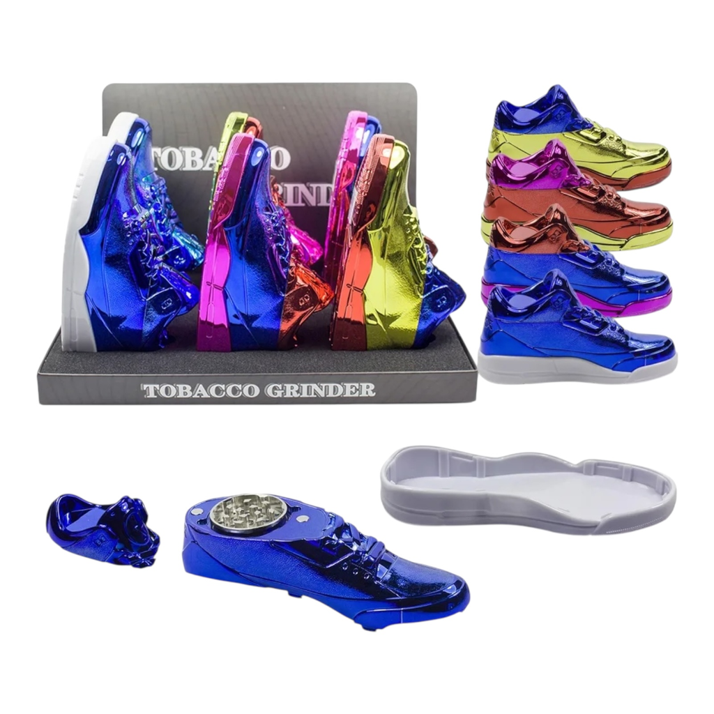 TOBACCO GRINDER SHINNY SHOE DESIGN 3 PARTS #GR355-SH BOX OF 6
