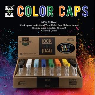 LOCK N LOAD CHILLUM 9MM COLORED CAPS BOX OF 48