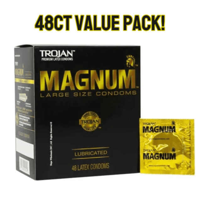 TROJAN MAGNUM LUBRICATED LATEX CONDOMS BOX OF 48