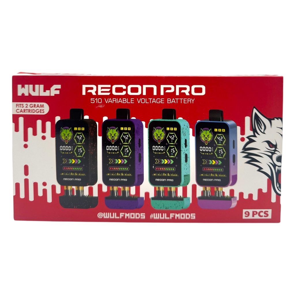 WULF RECON PRO 510 DUAL CARTRIDGE VAPORIZER BOX OF 9