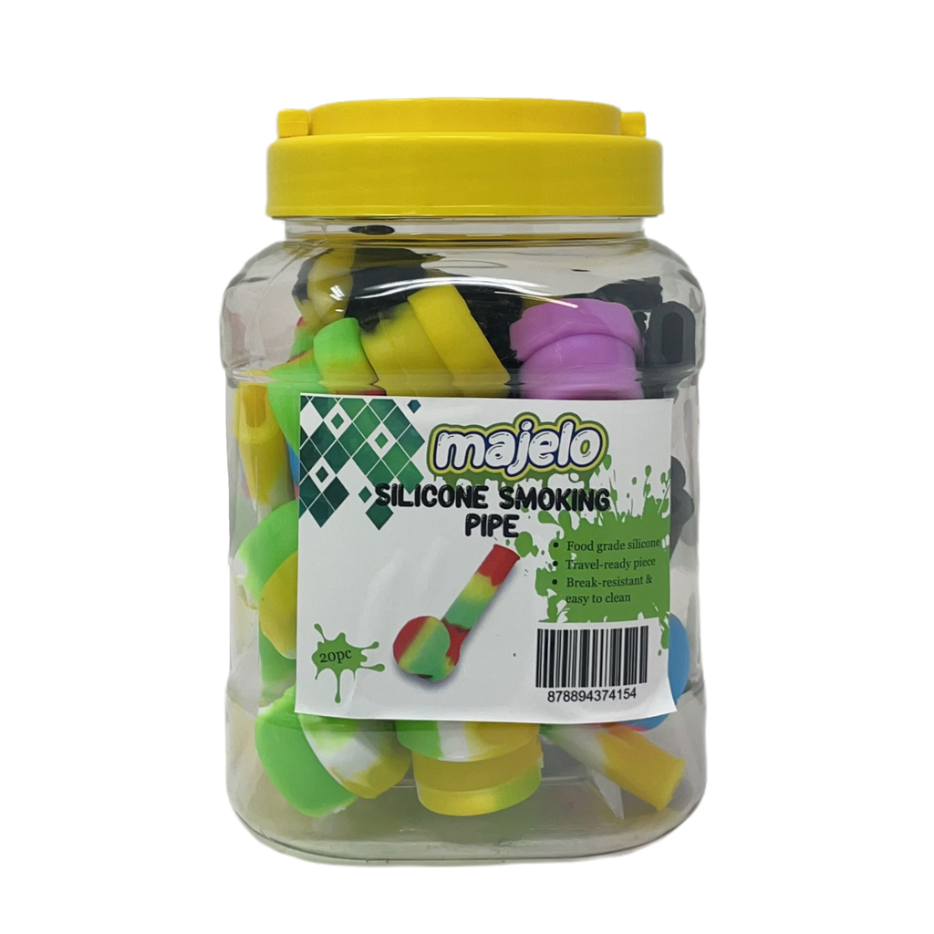 MAJELO SILICONE SMOKING PIPE 3.4" H10 20CT JAR