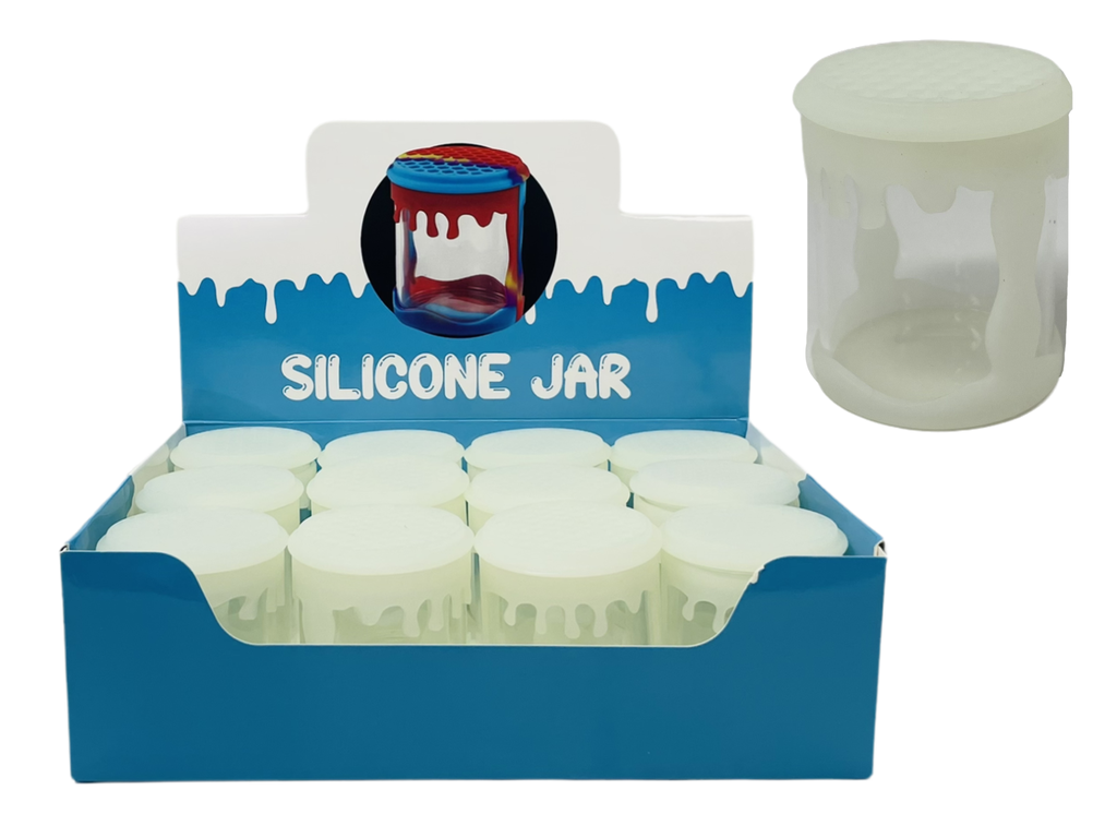 MAJELO SMALL SILICONE JAR GLOW IN THE DARK BOX OF 12
