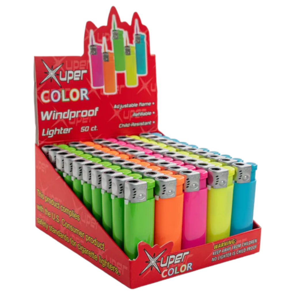 XUPER COLOR WINDPROOF MINI TORCH LIGHTER BOX OF 50