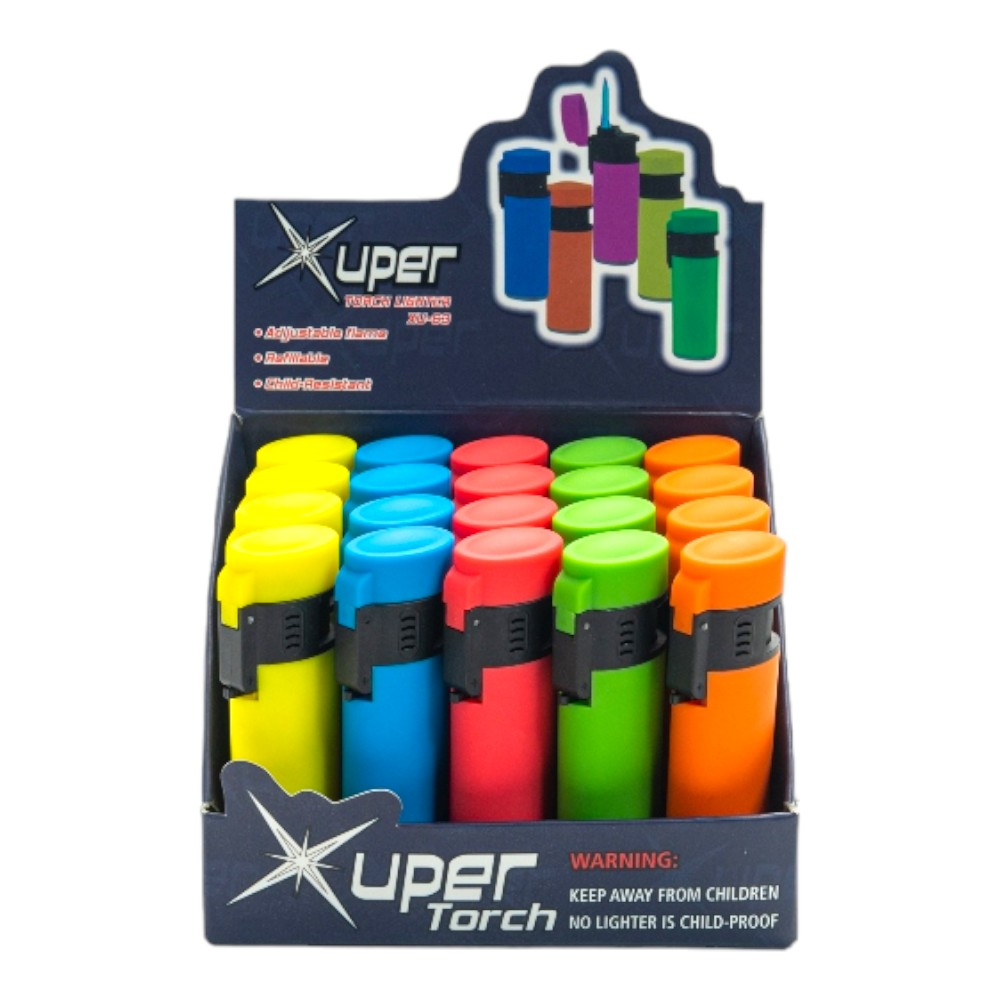 XUPER OVAL NEON TORCH LIGHTER 98-1163N BOX OF 25