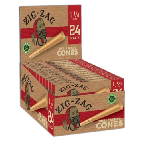 [ZIG-04003] ZIG ZAG 1 1/4 UNBLEACHED CONES 24CT