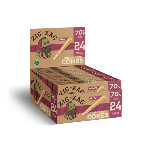 [ZIG -14819] ZIG ZAG 70'S SIZE MINI UNBLEACHED CONES 24CT