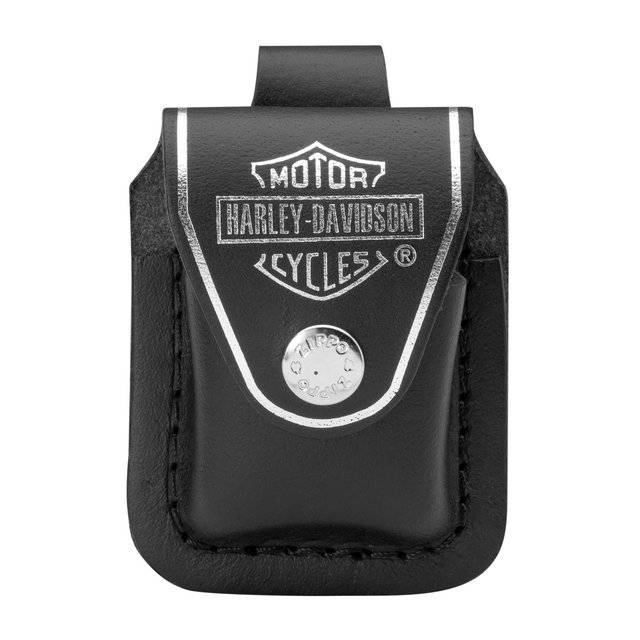 ZIPPO BLACK HARLEY DAVIDSON LOOP LEATHER LIGHTER POUCH