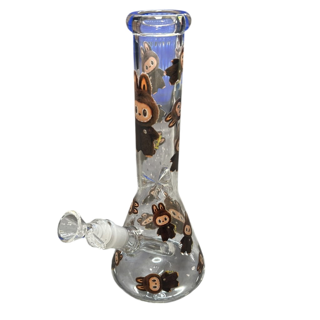 10" POP MART GLOW IN THE DARK CHARACTER GLASS WATER PIPE