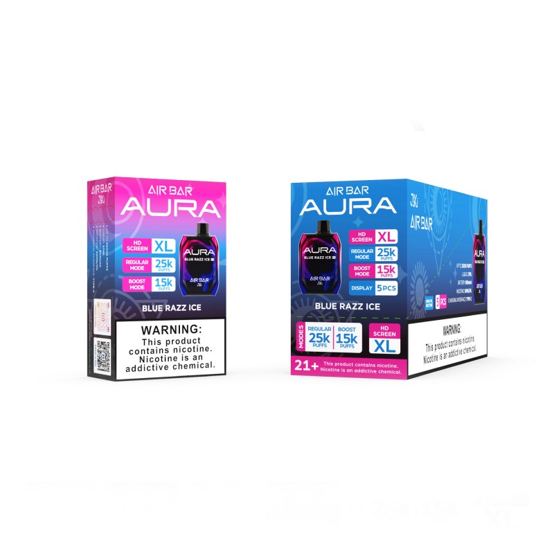 AIR BAR AURA 5% DISPOSABLE 25000 PUFFS BOX OF 5