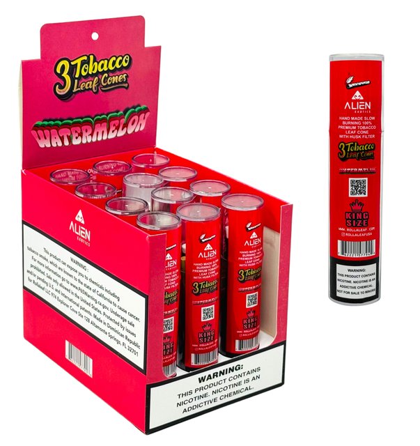 ALIEN EXOTICS 3 TOBACCO KING SIZE LEAF CONES 3CT BOX OF 12