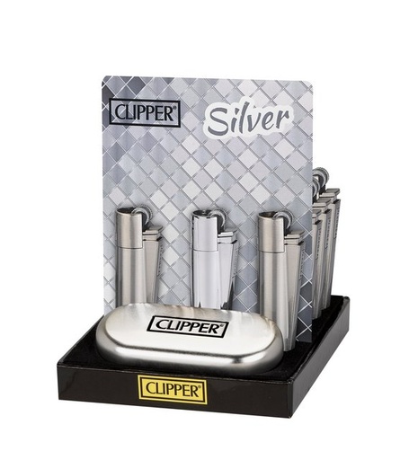 [CLI-03878] CLIPPER METAL EDITION LIGHTER BOX OF 12 (SILVER)