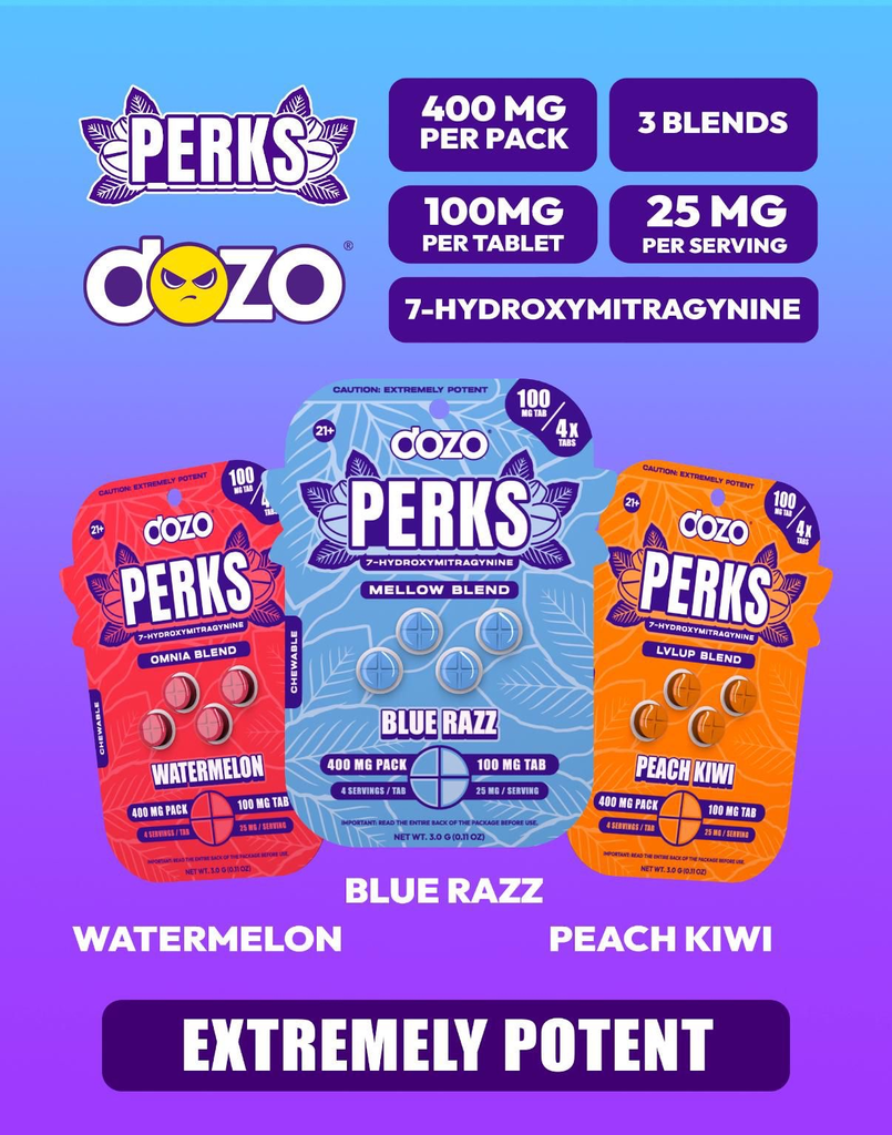 DOZO PERKS 400MG 7-HYDROXY KRATOM BLISTER CAPSULES 4CT