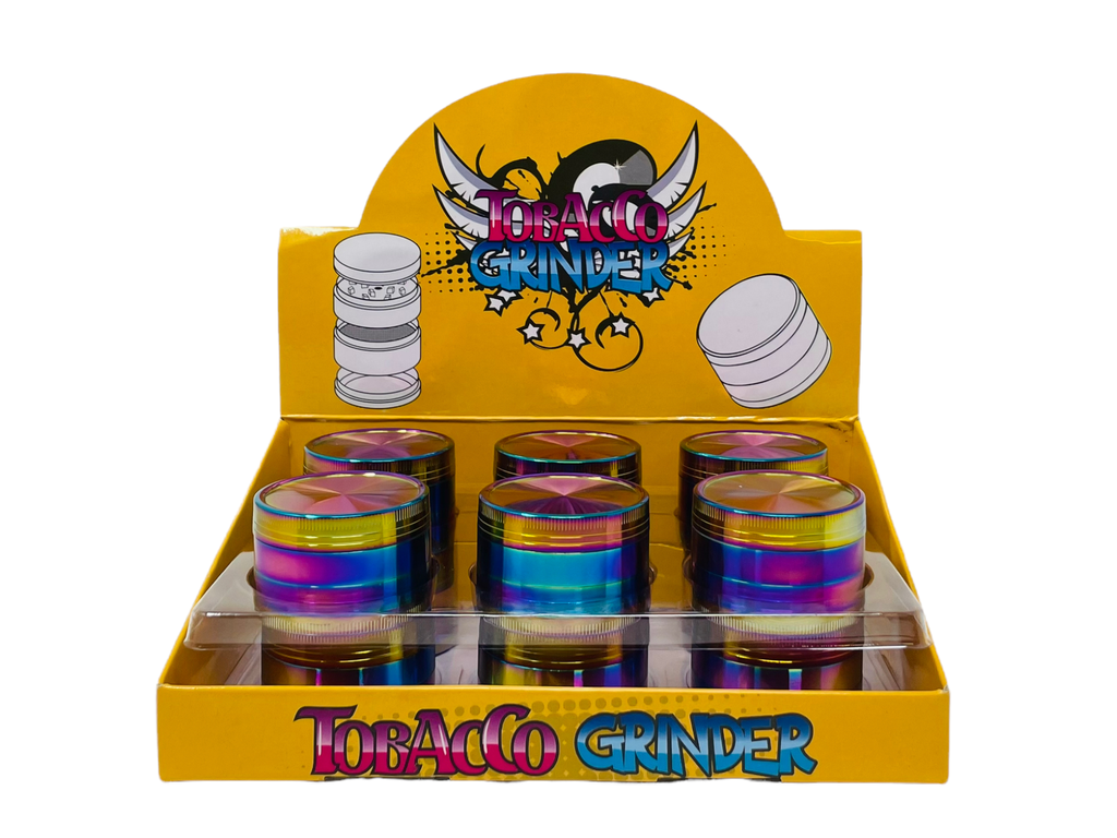 TOBACCO GRINDER 4 PARTS PLAIN RAINBOW #TG4-52ARC-PL BOX OF 12