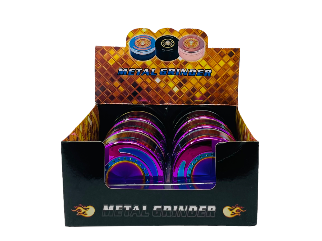 TOBACCO GRINDER 4 PARTS RAINBOW COLOR #TG4-90CHR-PLA BOX OF 6