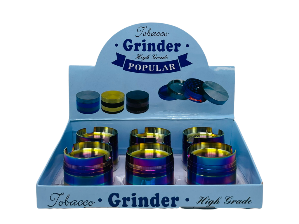 TOBACCO GRINDER 4 PARTS RAINBOW U SHAPE TOP WITH PHONE HOLDER #TG4-52PH-PL BOX OF 6