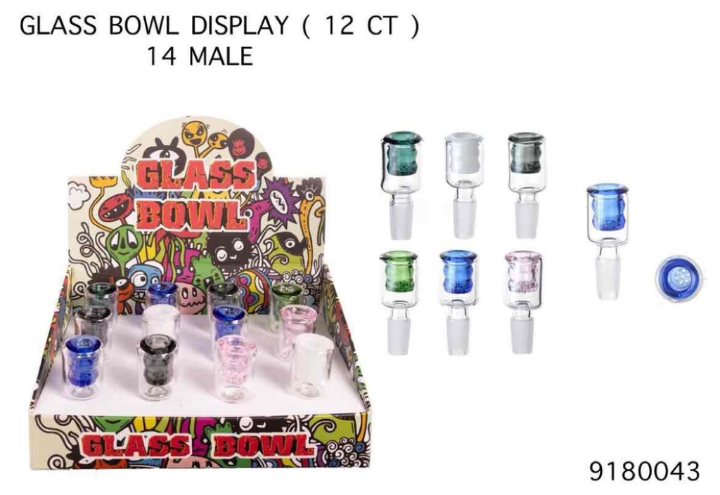 GLASS MALE BOWL MIX DESIGN BOX OF 12