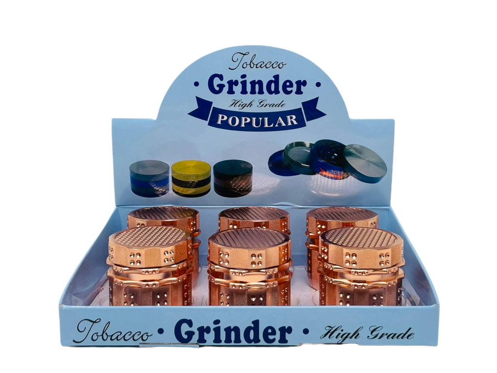 TOBACCO GRINDER 4 PARTS ROSE GOLD FANCY DESIGN #TG4-52FCS-PLN1 BOX OF 6
