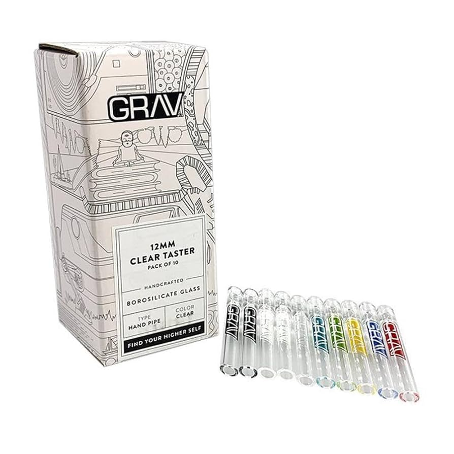 GRAV CLEAR TASTER BOROSILICATE GLASS HAND PIPE BOX OF 10