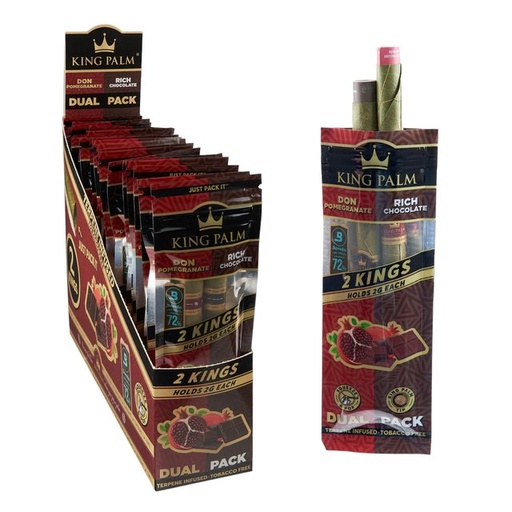 [KING-11727] KING PALM DUAL PACK 2CT BOX OF 20 (POMEGRANATE & RICH CHOCOLATE)