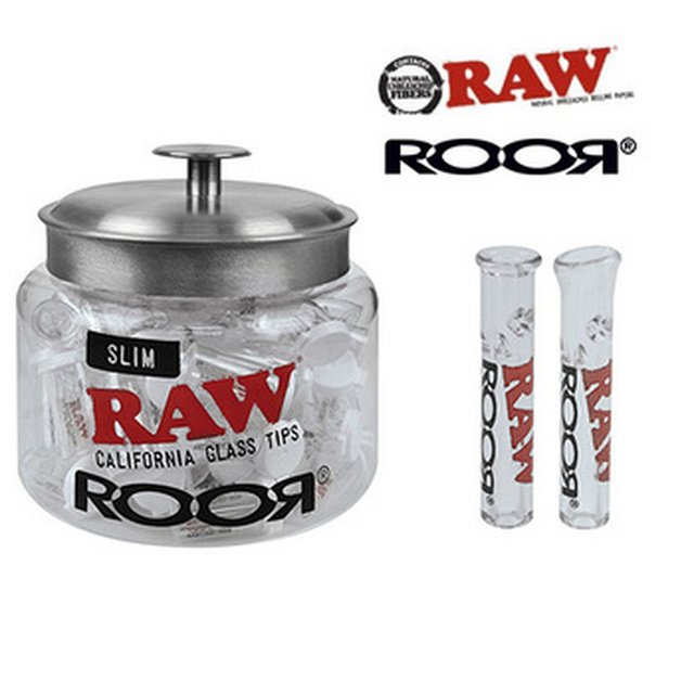 RAW SLIM GLASS TIPS 75 PER JAR