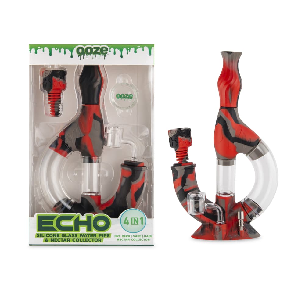 OOZE ECHO 4 IN 1 SILICONE GLASS WATER PIPE & NECTAR COLLECTOR