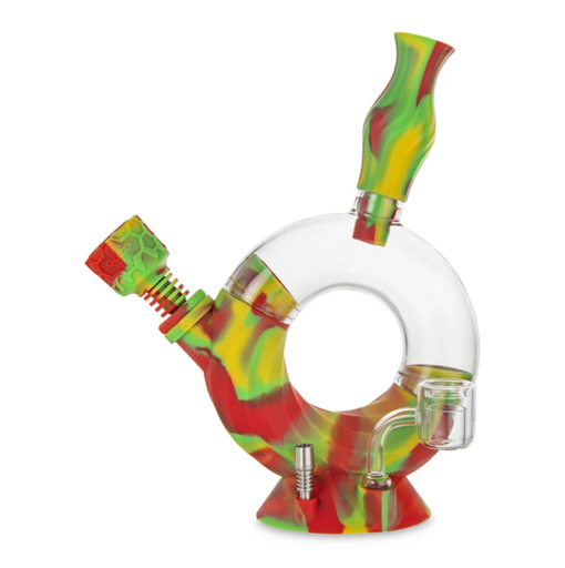 [ITM010521017804] OOZE OZONE 4 IN 1 SILICONE GLASS WATER PIPE & NECTAR COLLECTOR (RASTA)