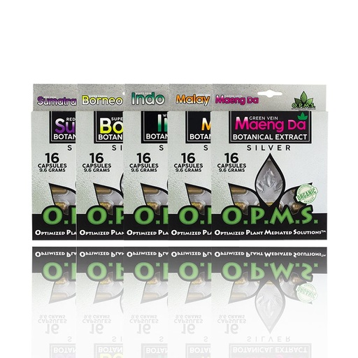[INTREF03514] OPMS SILVER KRATOM CAPSULES BLISTER (GREEN VEIN MAENG DA, 9.6GM 16CT)