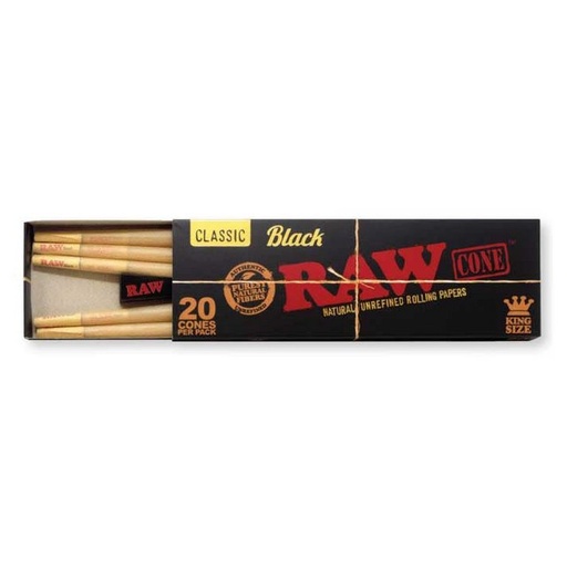 [RAW -19670] RAW BLACK CLASSIC PRE-ROLL CONES 20CT PER PACK (KING SIZE)