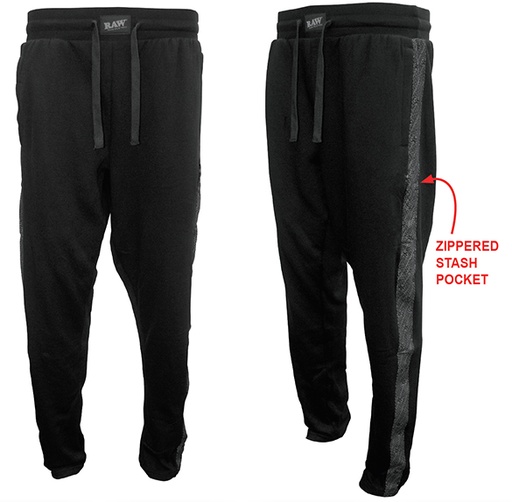 [RAW-02241] RAW BLACK SWEATPANTS WITH TONAL SIDE LOGO #22141 (LARGE)