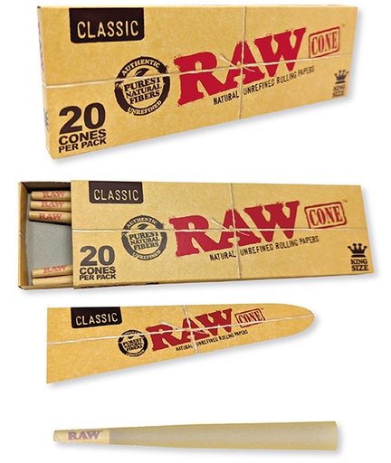 [INTREF04472] RAW CLASSIC PRE-ROLL CONES 20CT PER PACK (KING SIZE)