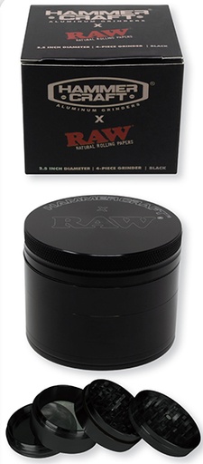 [Temp-HAM-004122] RAW X HAMMERCRAFT ALUMINUM GRINDER 4 PARTS 2.5" (BLACK)