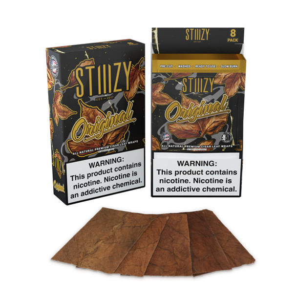 STIIIZY ALL NATURAL PREMIUM CIGAR LEAF WRAPS 5CT BOX OF 8