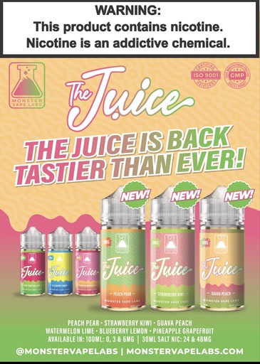[THE -14238] THE JUICE SYNTHETIC NICOTINE 100ML (STRAWBERRY KIWI, 3MG)
