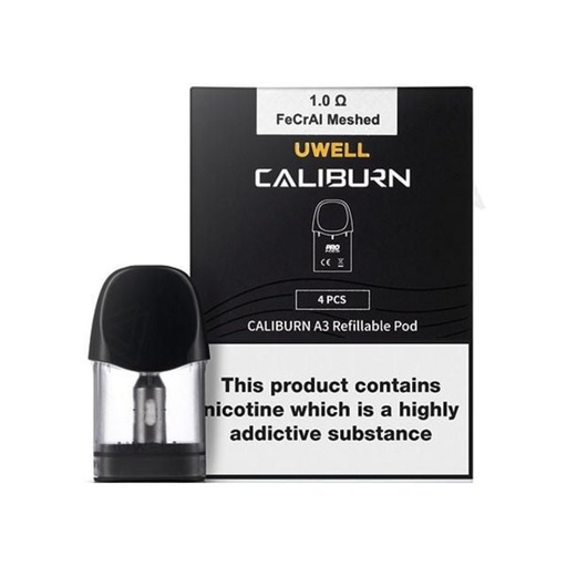 [UWEL-14032] UWELL CALIBURN A3 REFILLABLE POD 2ML 4CT (1.0OHM FECRAL MESHED)
