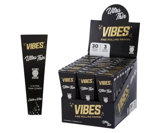 [INTREF02152] VIBES KING SIZE CONES 3CT BOX OF 30 (ULTRA THIN)