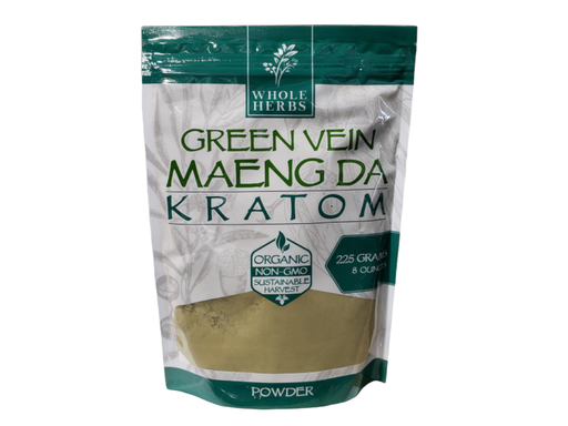 [ITM23062077387738] WHOLE HERBS KRATOM POWDER (GREEN VEIN MAENG DA, 8OZ)