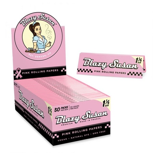 [ITM071221022045] BLAZY SUSAN 1 1/4 PINK ROLLING PAPERS BOX OF 50