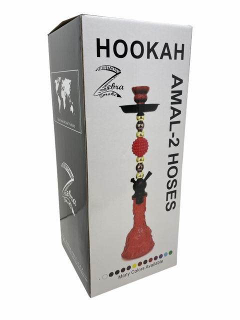 ZEBRA AMAL 28" 2 HOSE HOOKAH ASSORTED COLORS