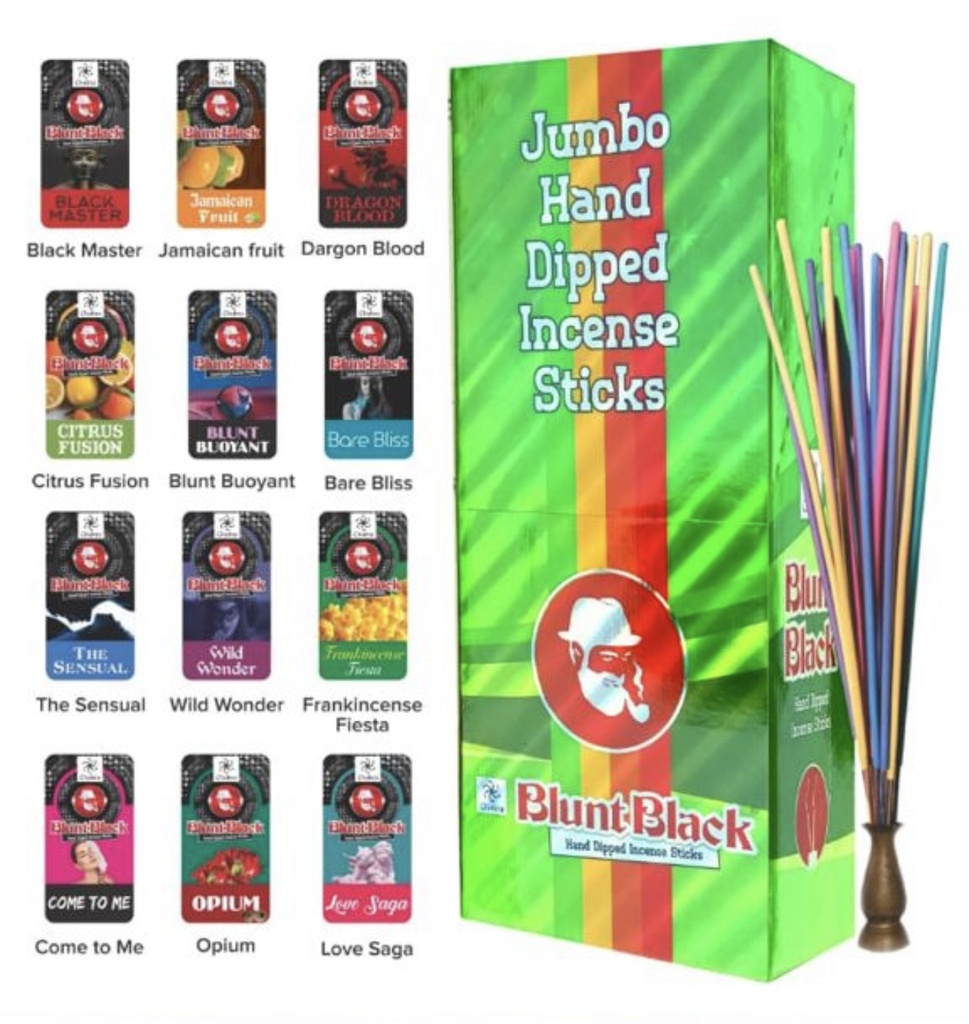 BLUNT BLACK JUMBO HAND DIPPED INCENSE STICKS BOX OF 24