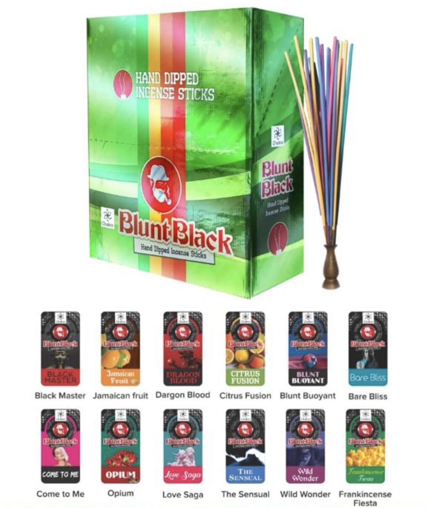 BLUNT BLACK HAND DIPPED INCENSE STICKS BOX OF 72