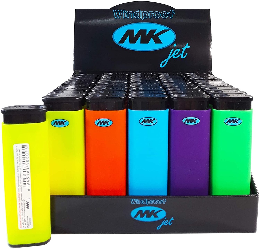 MK JET WINDPROOF TORCH FLAME LIGHTERS 50CT MIX COLOR
