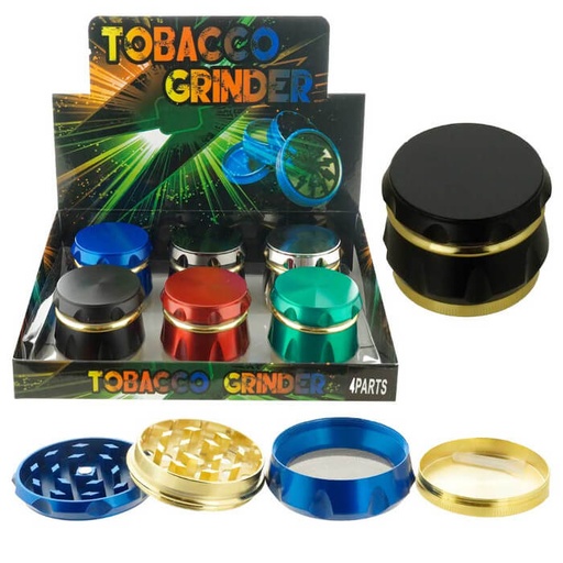 [ITM090621018624] TOBACCO GRINDER 55MM DRUM STYLE 4 PARTS GR168-55 BOX OF 6