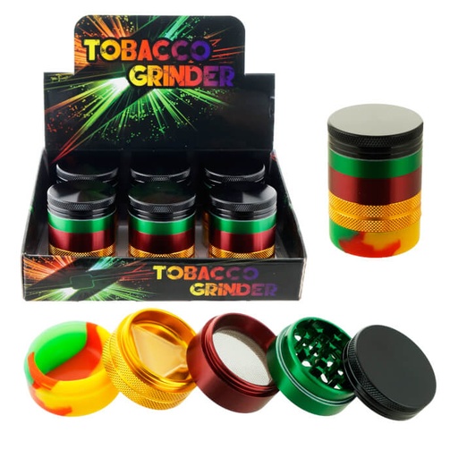 [ITM090621018654] TOBACCO GRINDER 5 PARTS 40MM WITH SILICONE BOTTOM GR146-40 BOX OF 6